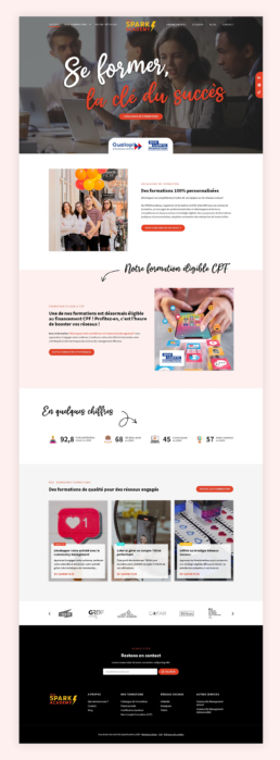 Webdesign section formation du site My SPARK Academy – interface claire et structurée