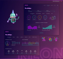 Pages statistiques – design néon et gamifié