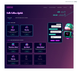 Page de modules de formations – design néon et gamifié